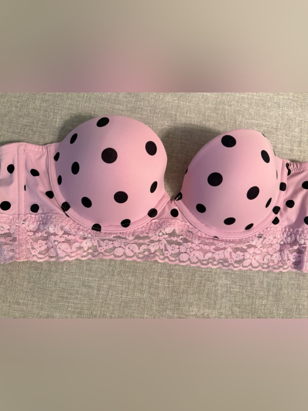 PINK Polka Dot Lace Push-Up Bra